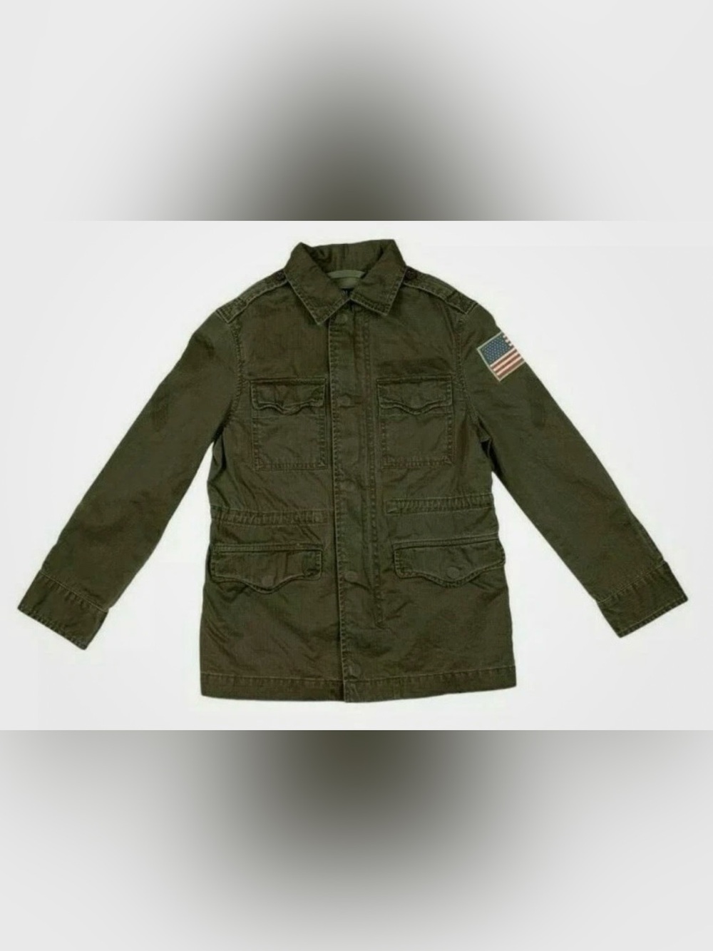 Polo by Ralph Lauren Olive Green Field Jacket with Flag Patch